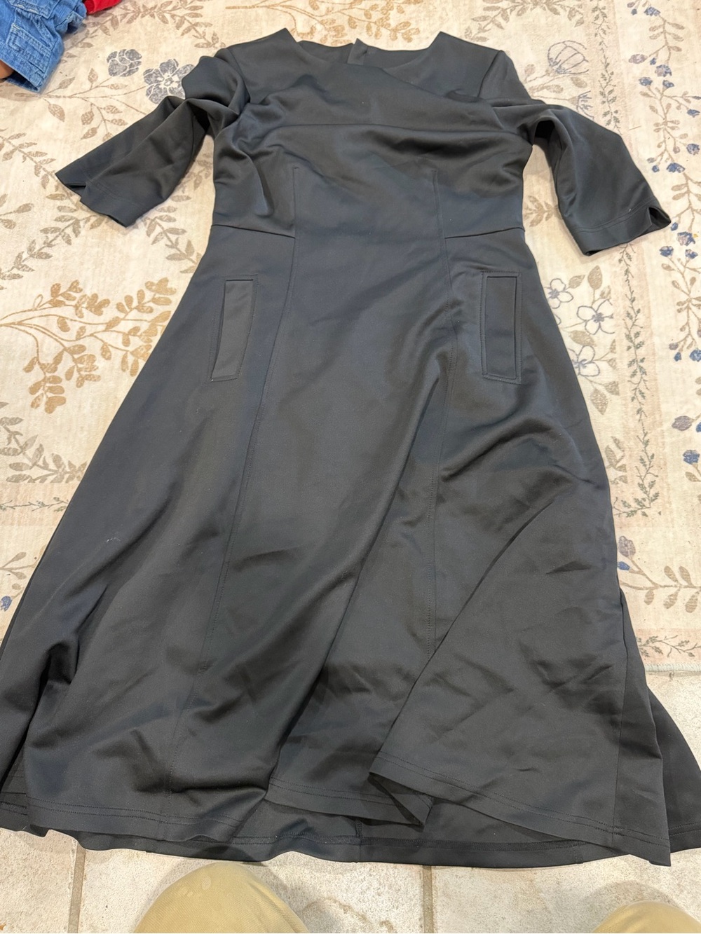 Women's Black Midi Fit-and-Flare Dress